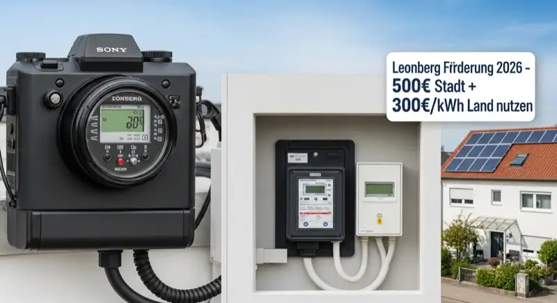 Modern German electrical meter cabinet (Zählerschrank) with smart meter and solar inverter connection, clean technical installation