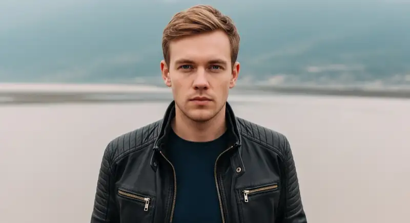 Aerial drone view of typical German residential neighborhood with mixed roof types, red and dark roof tiles, gardens visible, sunny day