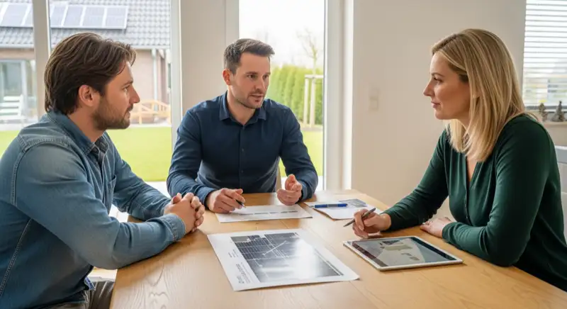 Solarmodule auf einem seenplattentypischen Ziegeldach, Detailansicht