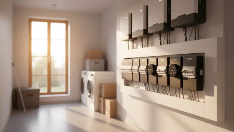 Batteriespeicher im Technikraum eines Neumünsteraner Einfamilienhauses