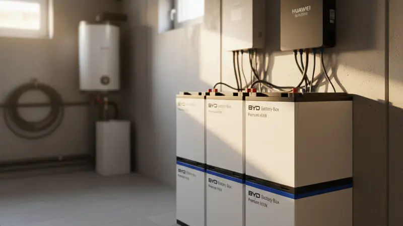 Batteriespeicher im Technikraum eines Nürnberger Einfamilienhauses