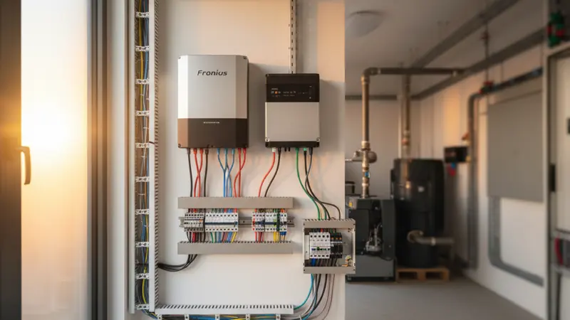 Wechselrichter einer Solaranlage im Technikraum