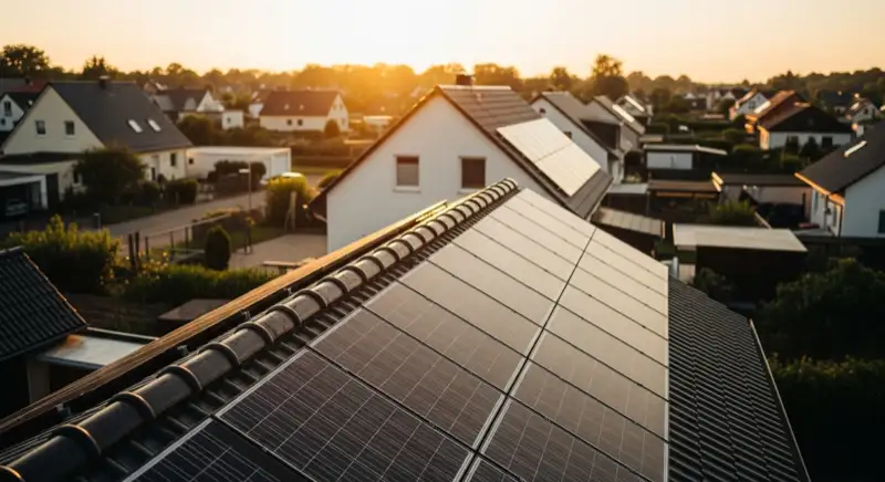 Einfamilienhausdach mit Solaranlage in einem Rudolstädter Randstadtteil