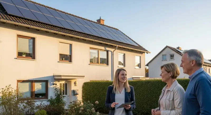 Solarmodule auf einem Reihenhaus-Dach in Salzgitter, rote Dachziegel