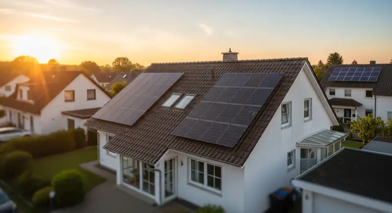 Einfamilienhaus mit 8 kWp Solaranlage auf Süddach in Westhofen Wohnsiedlung Schwerte
