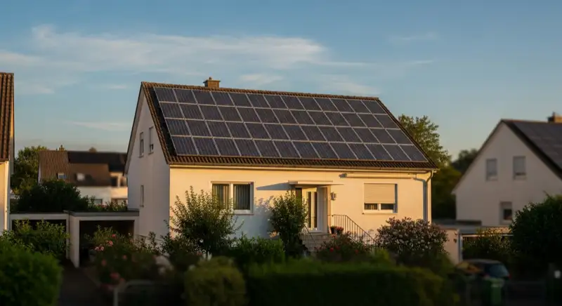 Moderne Solaranlage auf Einfamilienhaus im Neubaugebiet Nord Speyer mit optimaler Südausrichtung