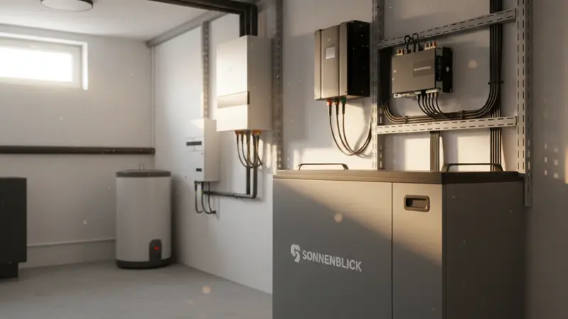 Batteriespeicher im Technikraum eines Wiesbadener Einfamilienhauses