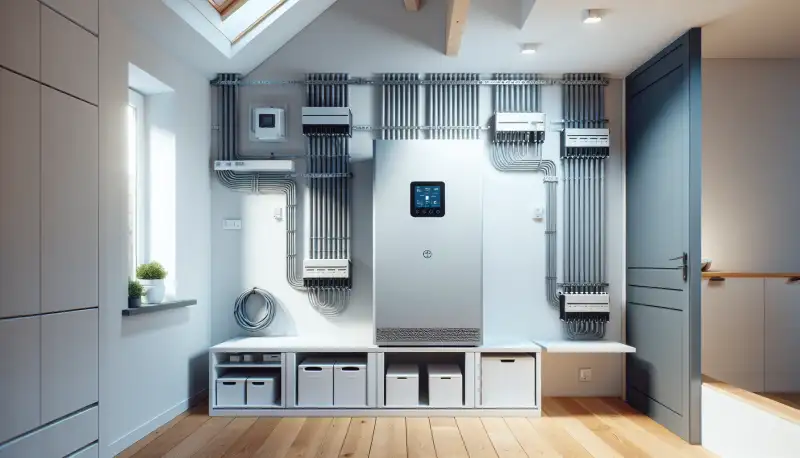 Moderner Batteriespeicher in einem Krefelder Hauswirtschaftsraum installiert