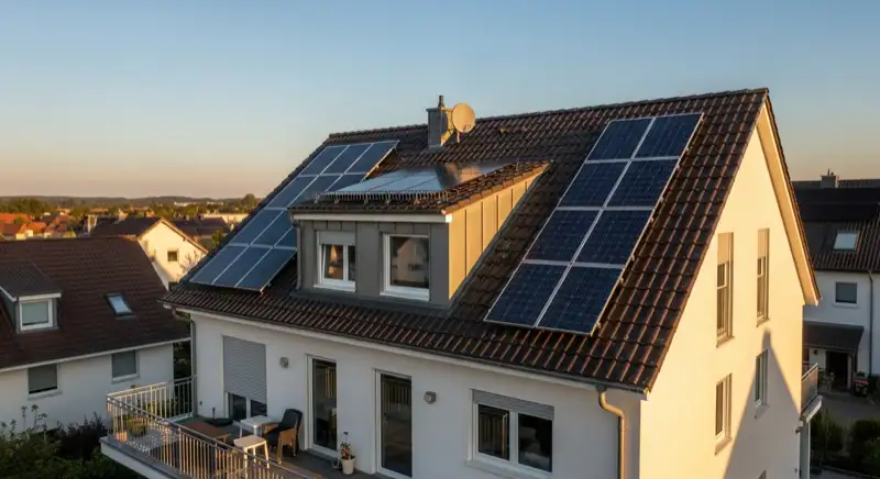 Einfamilienhaus in Lehrte mit typischer PV-Anlage auf Satteldach