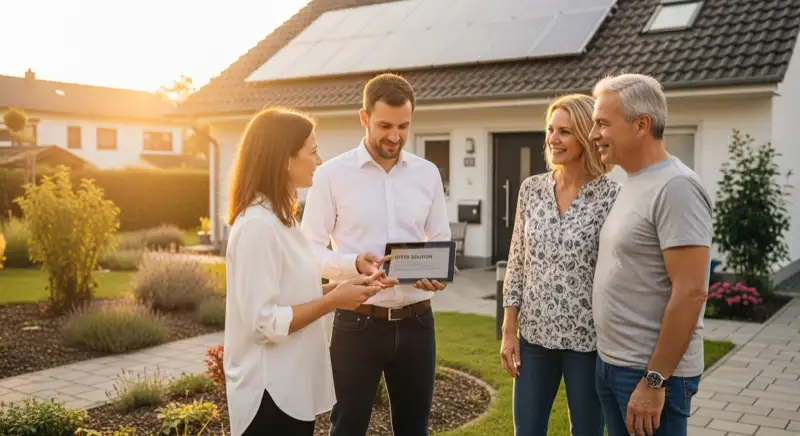 Beratungssituation an einem Haus in Ludwigshafen