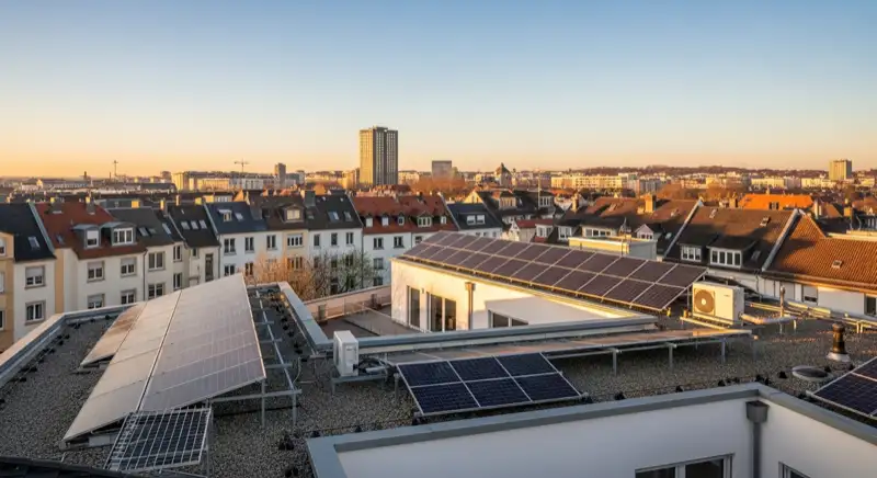 Blick auf das Stadtwerke-Gebäude in Mainz mit Service-Eingang, lokale Versorgeratmosphäre