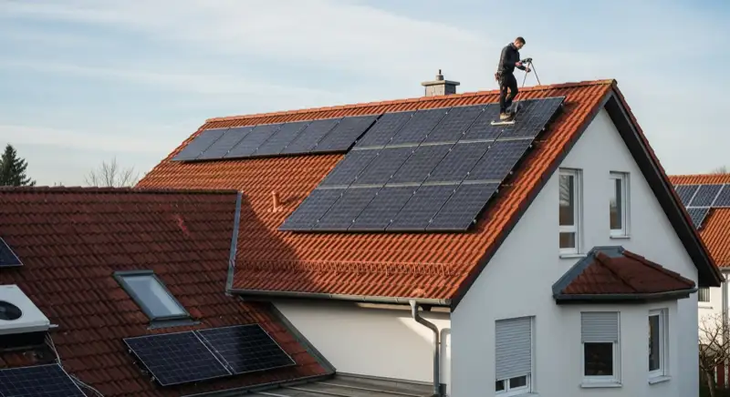 Installateur vermisst Dachfläche auf Mannheimer Einfamilienhaus mit Messgerät