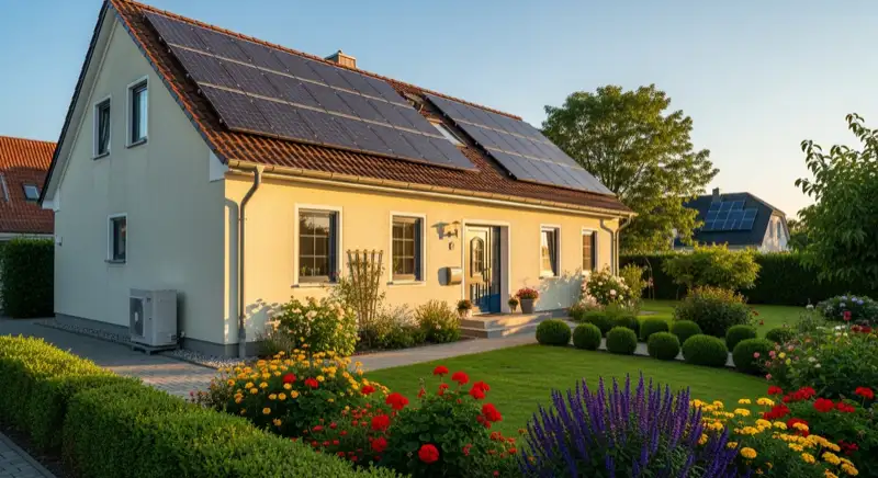 Solaranlage auf einem Neubrandenburger Einfamilienhaus mit typischer norddeutscher Backstein-Architektur
