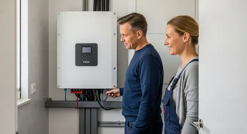 Reihenhauser in Neubrandenburg-Oststadt mit Solaranlagen auf den Dächern