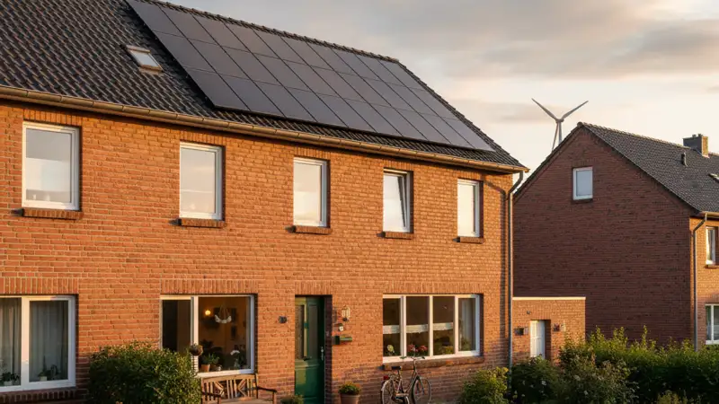 Wohngebiet in Neumünster Tungendorf mit Solaranlagen auf den Dächern