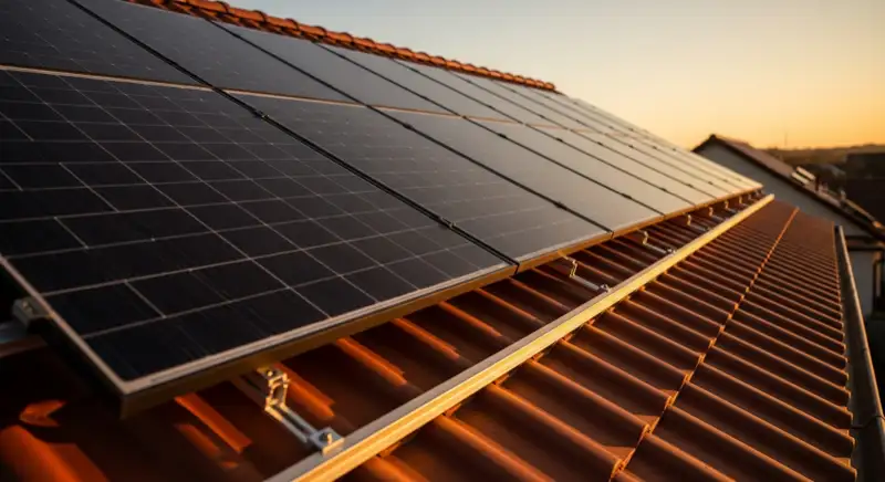 Nahaufnahme von Solarmodulen auf einem Neuwieder Dach