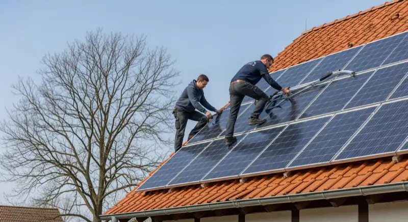 Wohngebiet in Norderstedt Harksheide mit Solaranlagen auf den Dächern