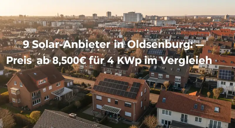 Aerial drone view of typical German residential neighborhood with mixed roof types, red and dark roof tiles, gardens visible, sunny day