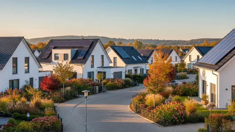 Wohngebiet in Oldenburg Horn-Lehe mit Solaranlagen auf den Dächern