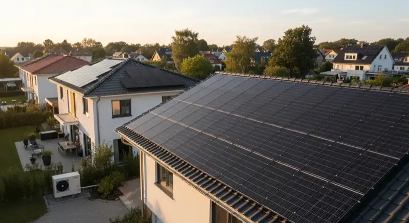 Einfamilienhäuser mit Solaranlagen in Potsdamer Neubausiedlung
