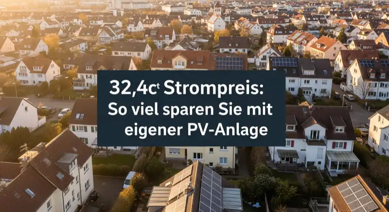 Aerial drone view of typical German residential neighborhood with mixed roof types, red and dark roof tiles, gardens visible, sunny day