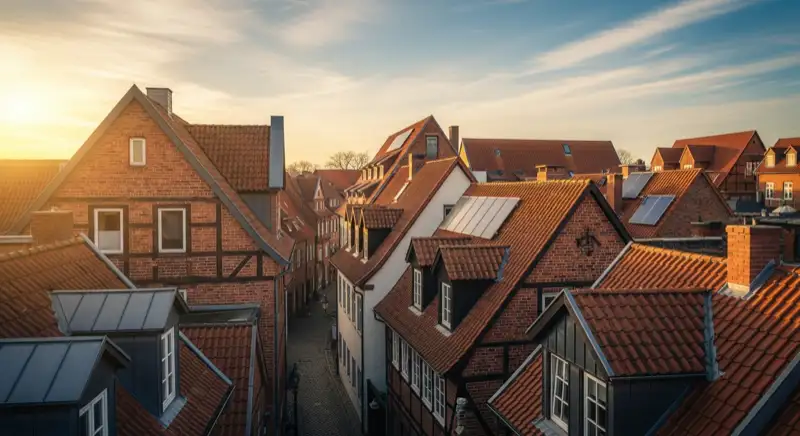 Stendaler Altstadt-Dachlandschaft mit Backsteingotik und kleinteiligen Dachflächen