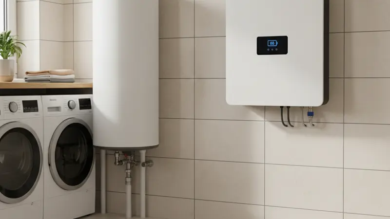 Reihenhauser in Stralsund-Tribseer Vorstadt mit Solaranlagen auf den Dächern