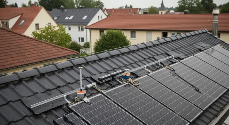 Installateur vermisst Solaranlage auf Dach in Straubing mit Messgeräten