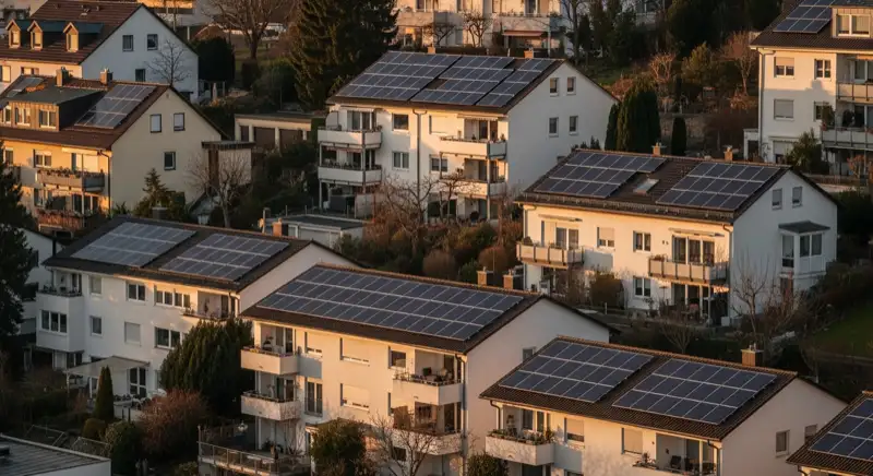 Mehrfamilienhäuser mit Solaranlagen in Stuttgarter Hanglage