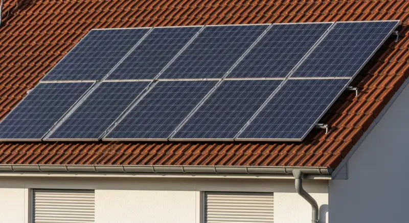 Einfamilienhausdach in Völklingen mit montierten Solarmodulen