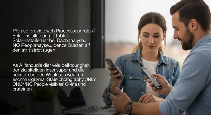 Solar-Installateur mit Tablet bei Dachanalyse auf Einfamilienhaus in Witten