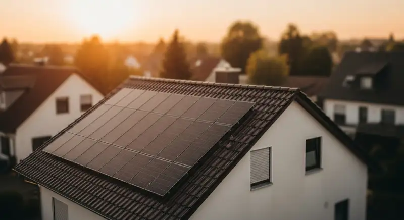 Einfamilienhausdach mit Solaranlage in Wolgast in Vorpommern
