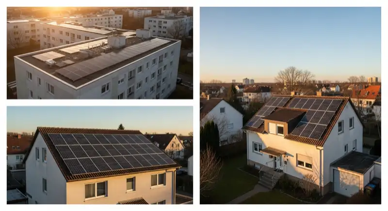 Vergleich zwischen Flachdach-Solaranlage auf Heuchelhofer Mehrfamilienhaus und Schrägdach-PV-Anlage auf Versbacher Einfamilienhaus