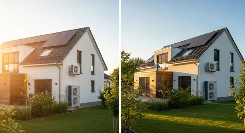 Solaranlage kombiniert mit Wärmepumpe am Einfamilienhaus