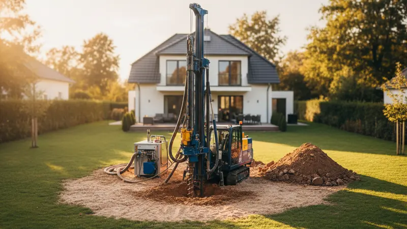 Fachhandwerker installiert Luft-Wasser-Wärmepumpe an einem Aachener Altbau