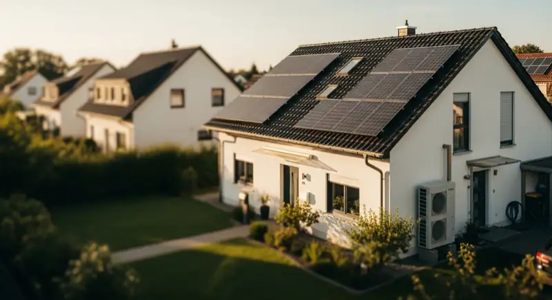 Modernes Einfamilienhaus in Altena-Grünewiese mit PV-Dach und Wärmepumpen-Außeneinheit