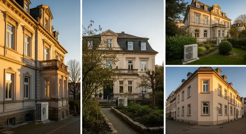 Altbau in Bad Homburg vor der Höhe mit diskret platzierter Wärmepumpen-Außeneinheit