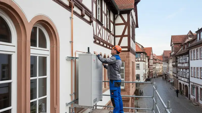 Einbau einer Wärmepumpe im Bamberger Bestand