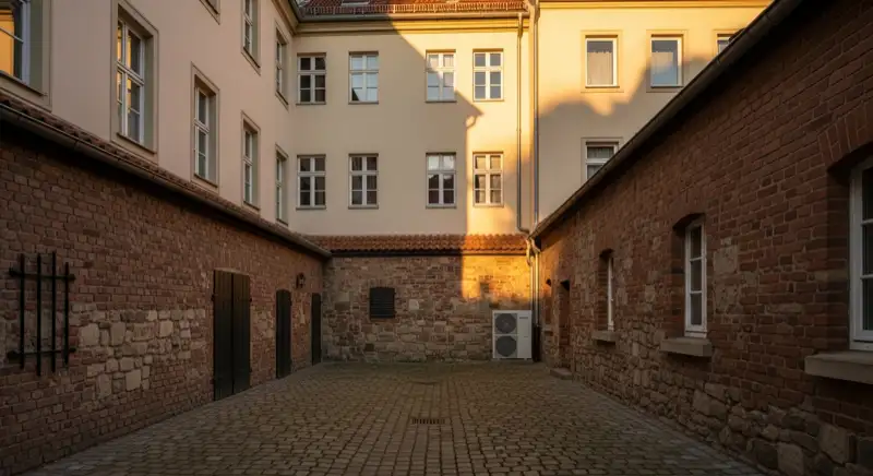 Historisches Haus in Bautzen mit engem Innenhof als möglicher Wärmepumpen-Aufstellort