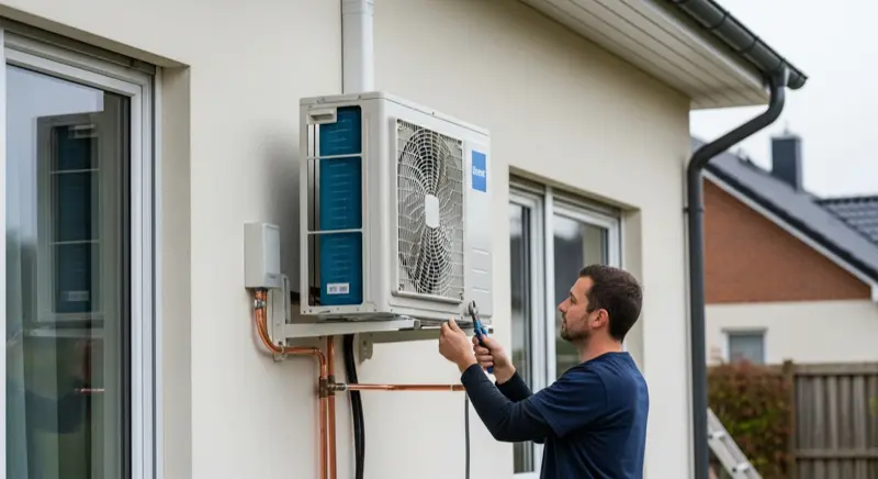 Wärmepumpe Inneneinheit mit Pufferspeicher im Keller eines Bielefelder Hauses