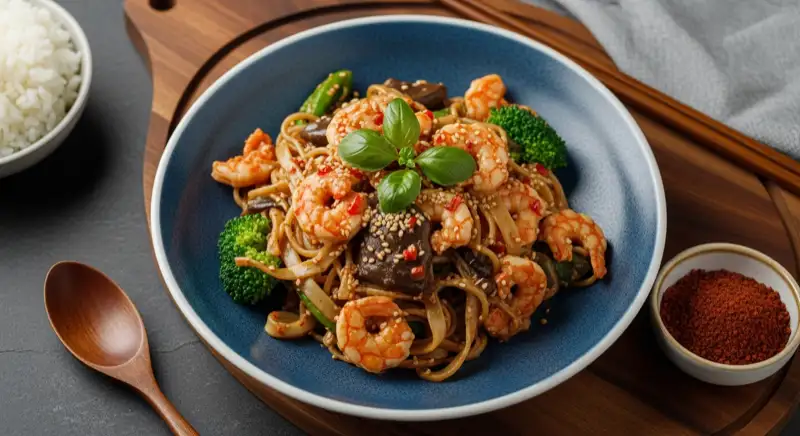 Aerial drone view of typical German residential neighborhood with mixed roof types, red and dark roof tiles, gardens visible, sunny day