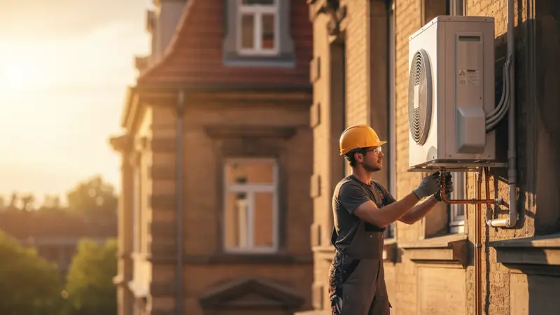 Wärmepumpe Inneneinheit im Technikraum eines Bonner Hauses