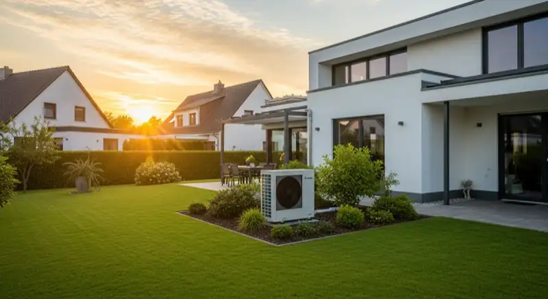 Modernes Einfamilienhaus in Bottrop-Grafenwald mit Luft-Wasser-Wärmepumpe im gepflegten Garten
