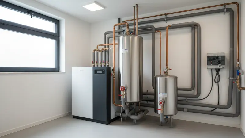 Wärmepumpe Inneneinheit im Technikraum eines Braunschweiger Hauses