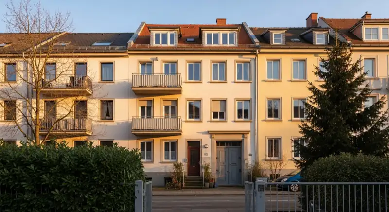 Altbau-Fassade in Coburg mit diskret platzierter Wärmepumpen-Außeneinheit