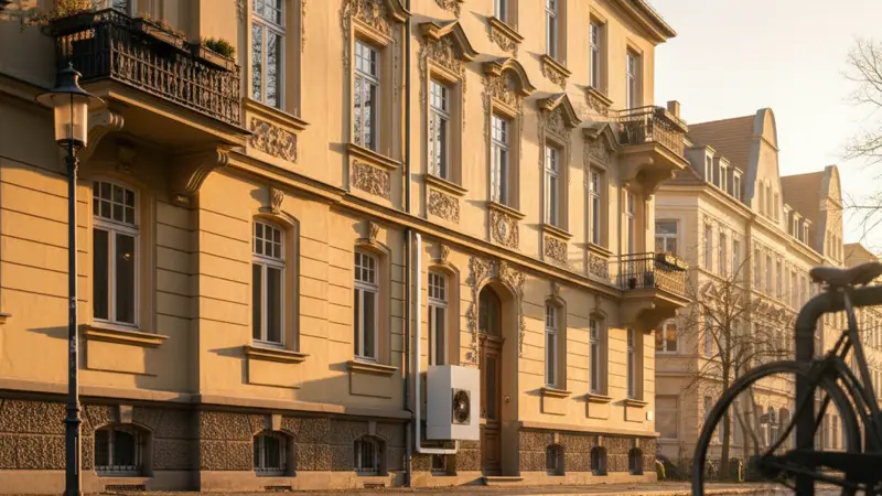 Wärmepumpe an einem Düsseldorfer Gründerzeit-Altbau in Oberkassel