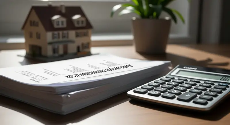 Handwerker installiert Wärmepumpe an Essener Einfamilienhaus