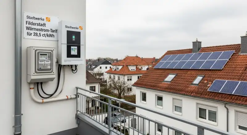 Modern German electrical meter cabinet (Zählerschrank) with smart meter and solar inverter connection, clean technical installation