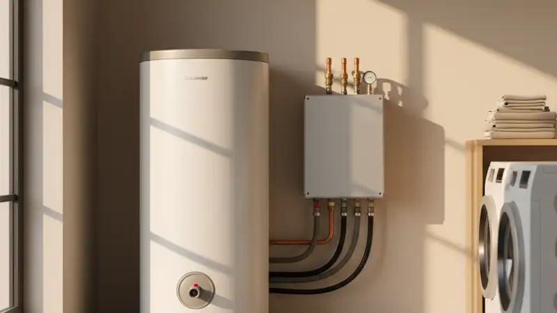 Wärmepumpe kombiniert mit Solaranlage auf einem Garbsener Haus mit Gartenblick