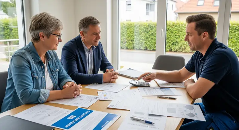 Smart-Home-Display mit Wärmepumpen-Steuerung in einem modernen Görlitzer Wohnzimmer